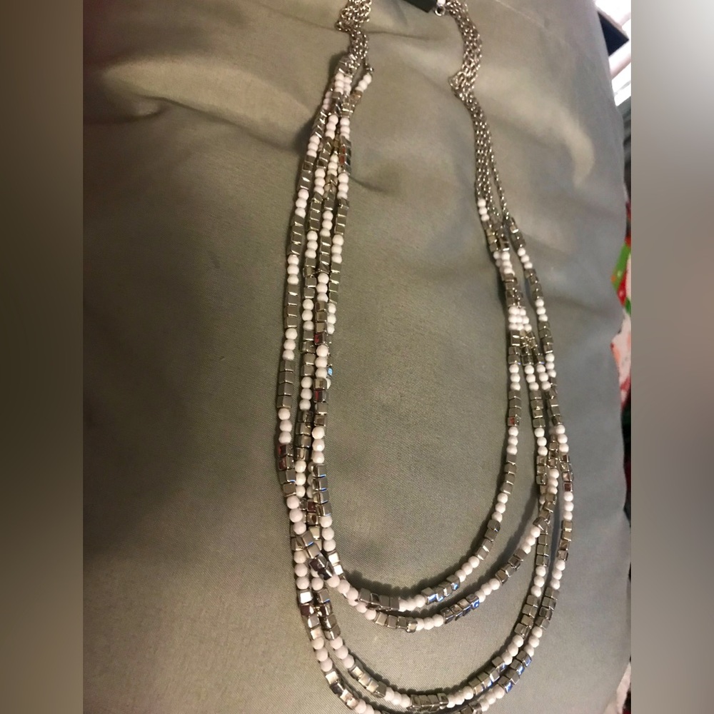 Grey and white beaded necklace